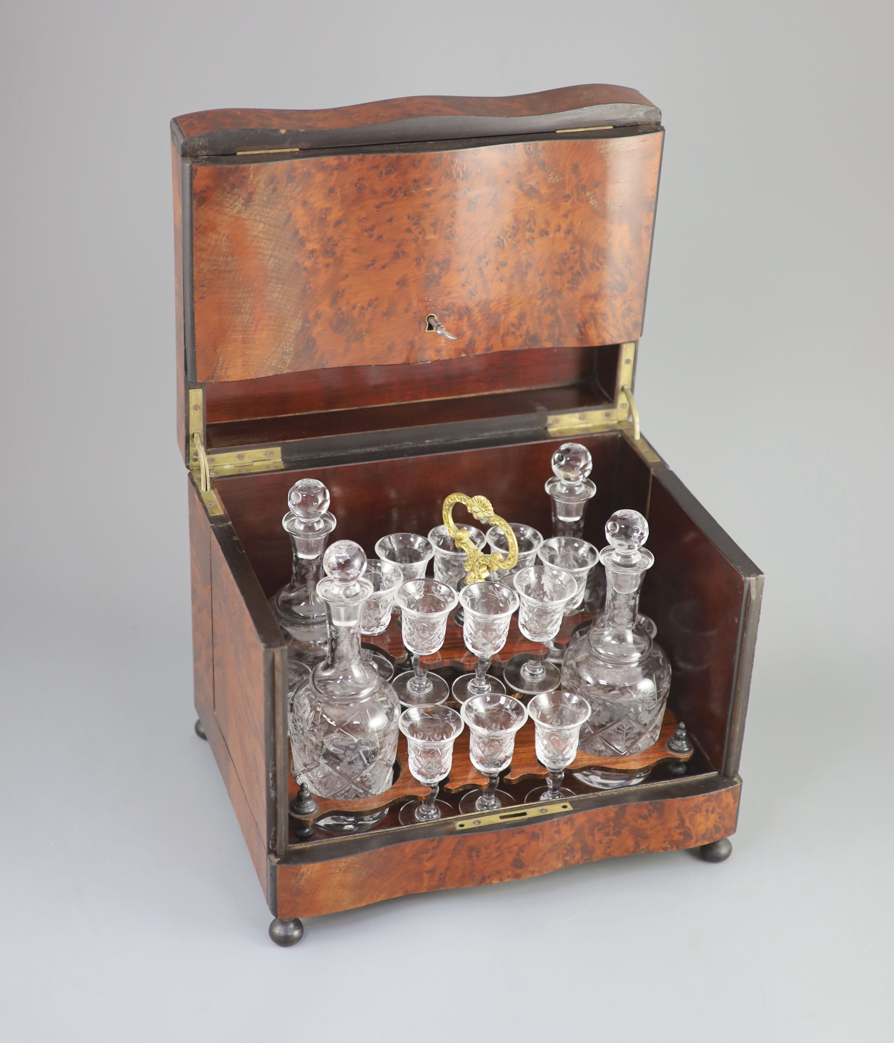 A Victorian burr yew decanter box, c1880 32 x 24cm, 27cm high.